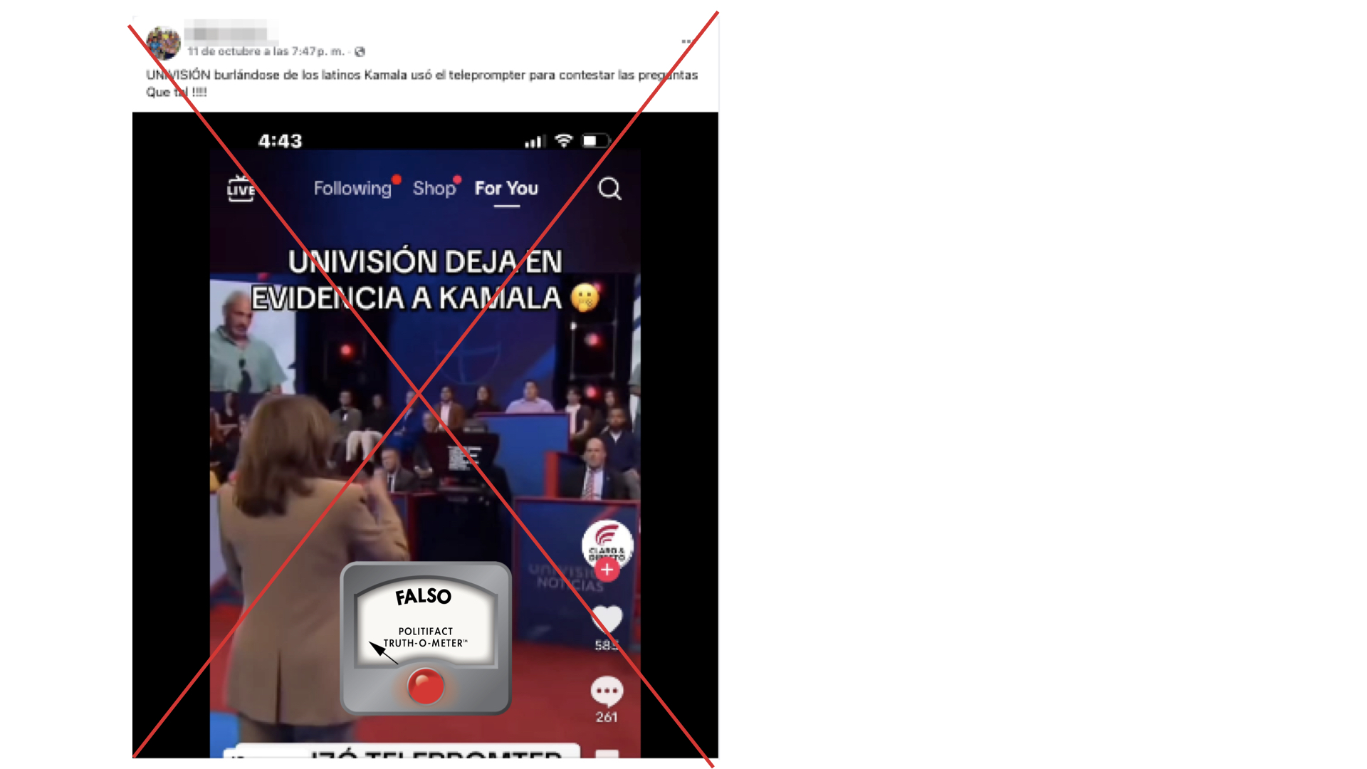 Kamala Harris Audiencia Publica Univision Falso, 10-10-2024