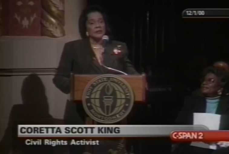 King speaking at Parks library