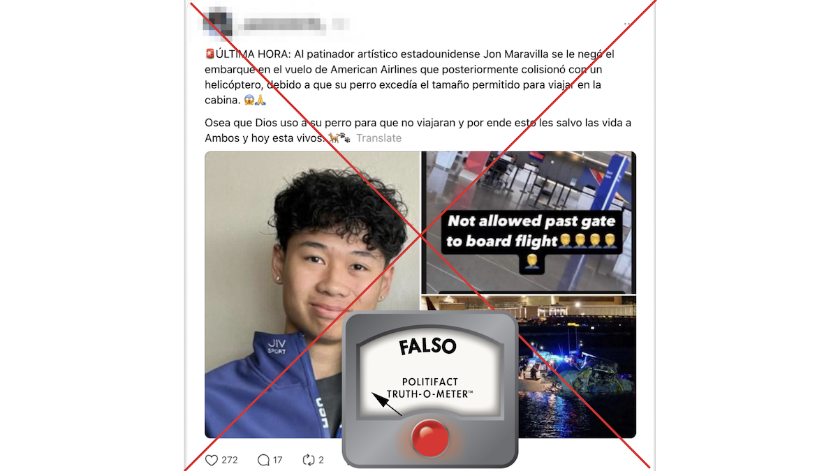 Grafico falso de Maravilla en accidente de avion