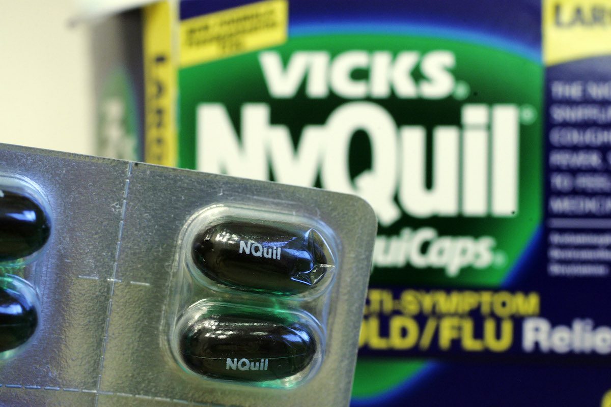 NyQuil caplets are shown in a medicine cabinet at a home in Palo Alto, Calif., Tuesday, June 30, 2009. (AP)