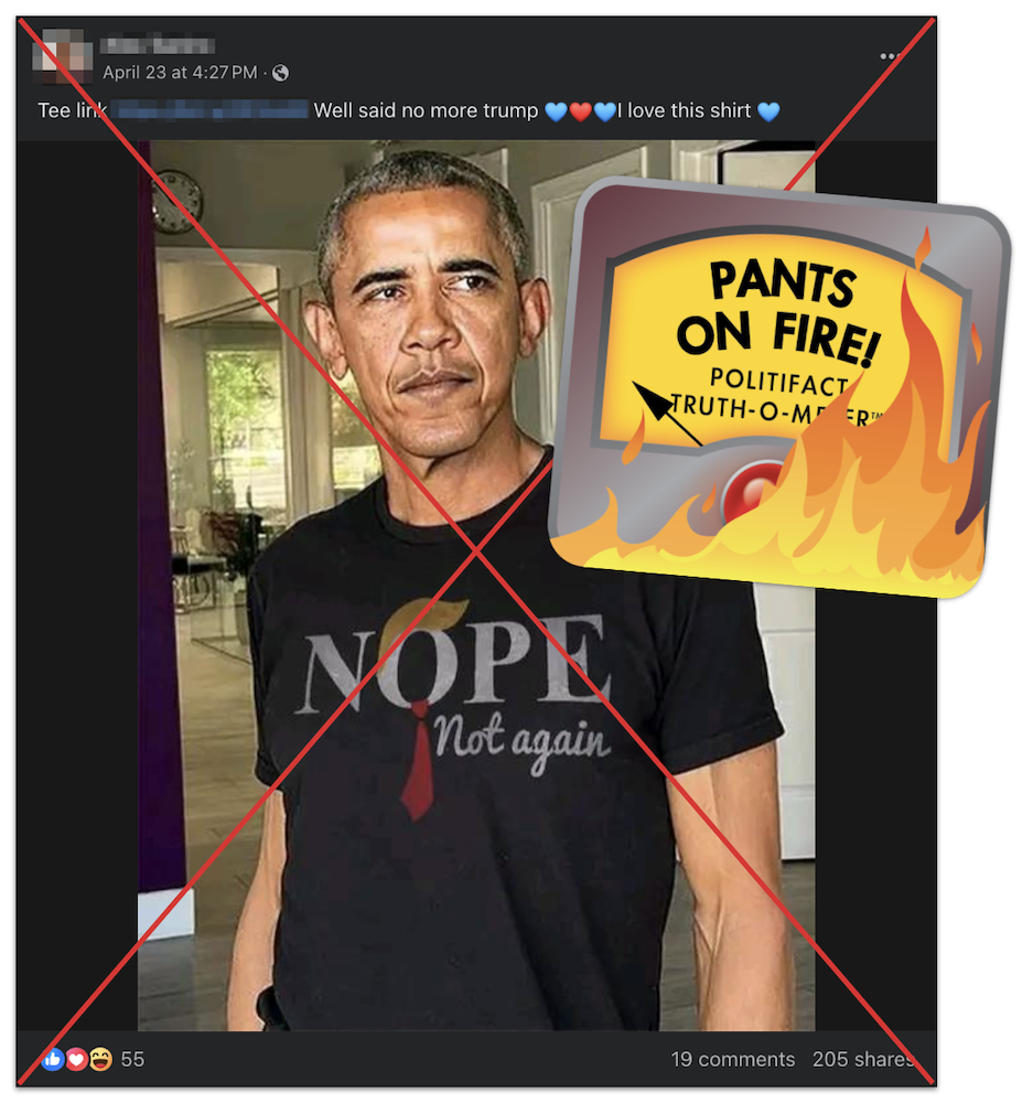Obama anti-Trump shirt claim edited screenshot