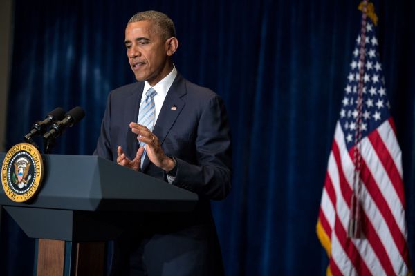Obama speaking in Poland