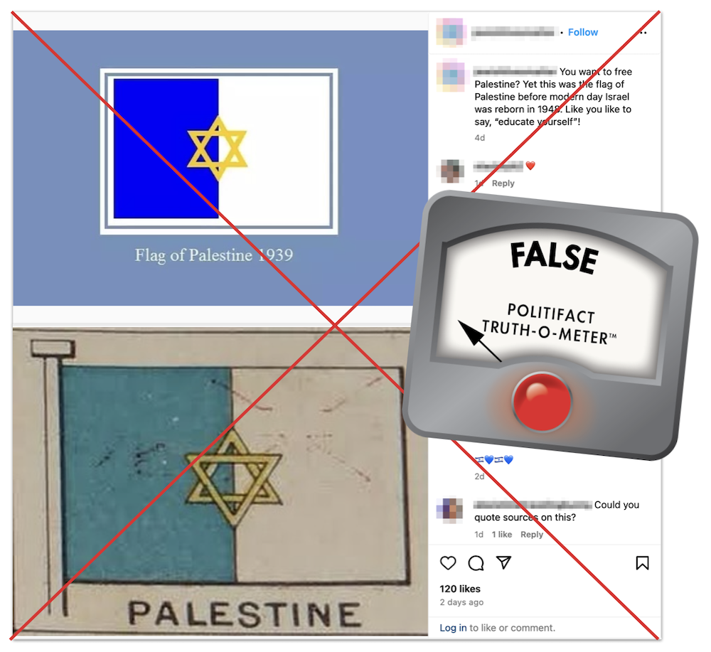 Palestine flag claim edited screenshot