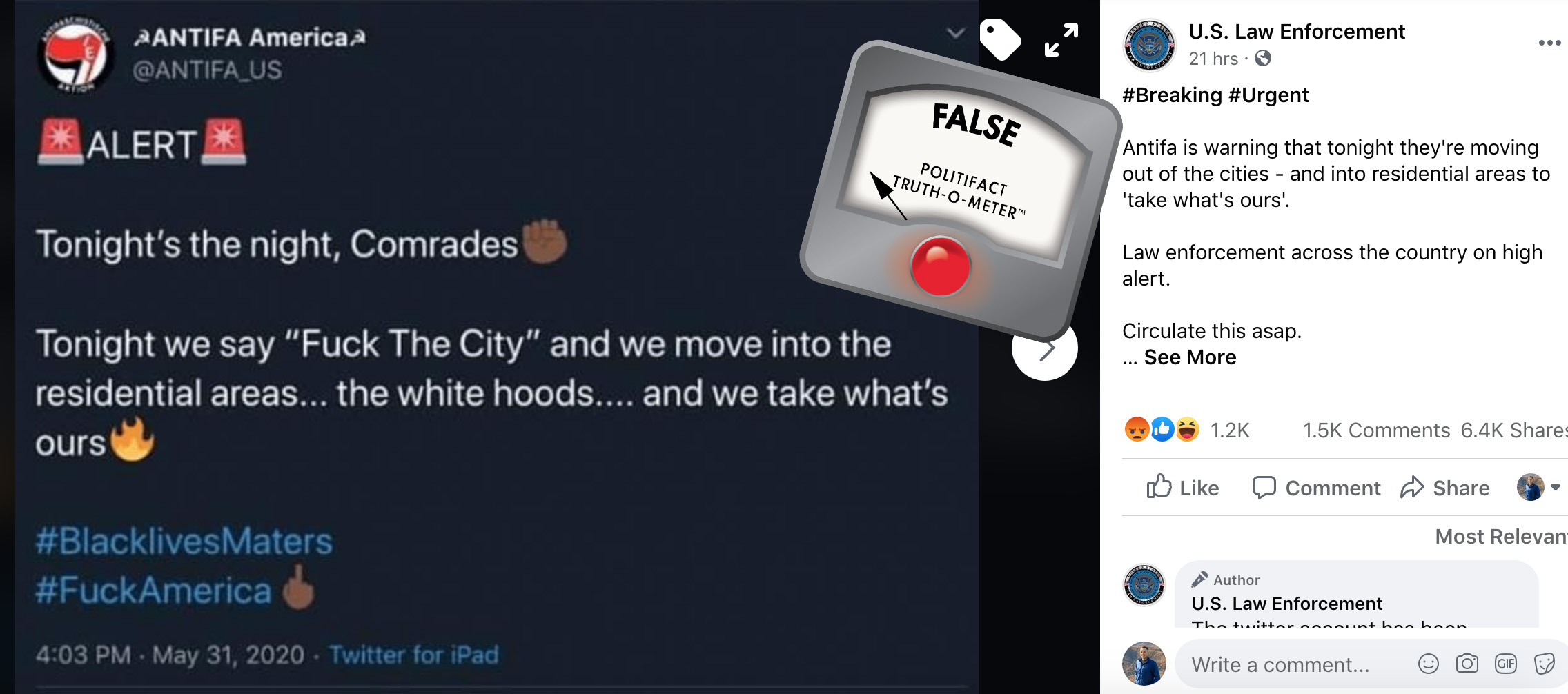 Antifa warning hoax