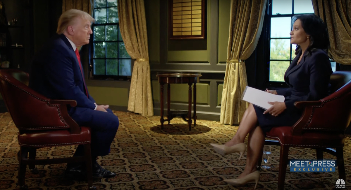 Screenshot of NBC's "Meet the Press" interview with former President Donald Trump moderated by Kristen Welker, 9-17-2023