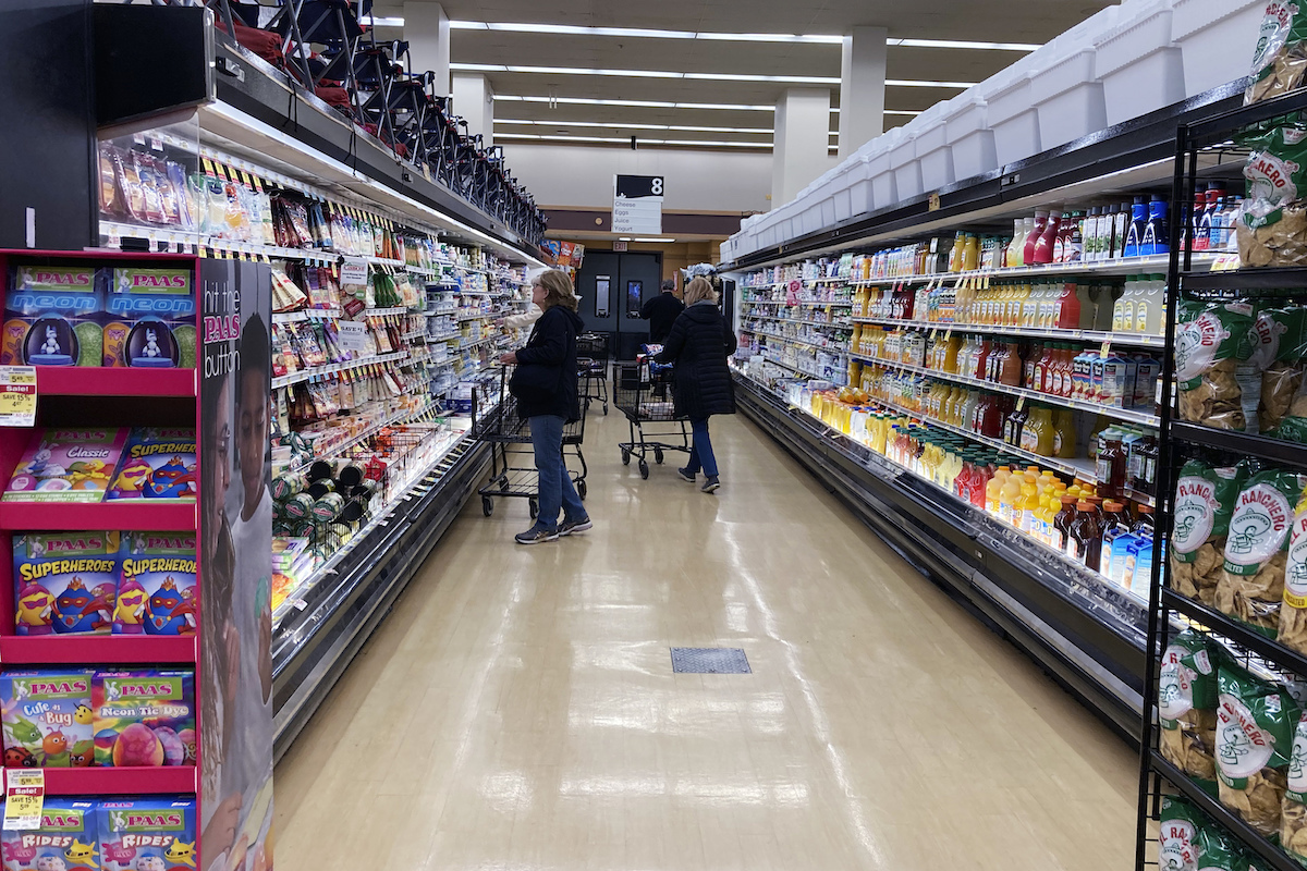 Shoppers at grocery store