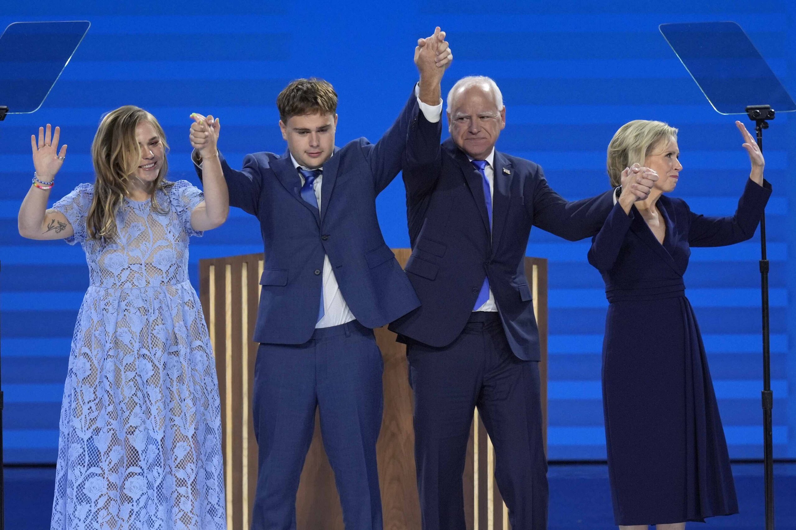 Tim Walz with family DNC, 8/21/24