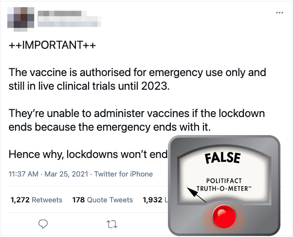 U.S. U.K. vaccines and lockdowns tweet screenshot