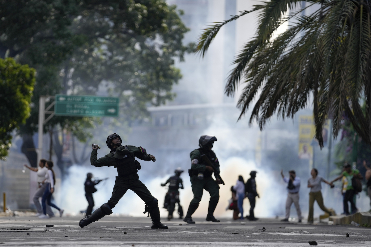 Venezuela protests elections gas canister 7-29-2024