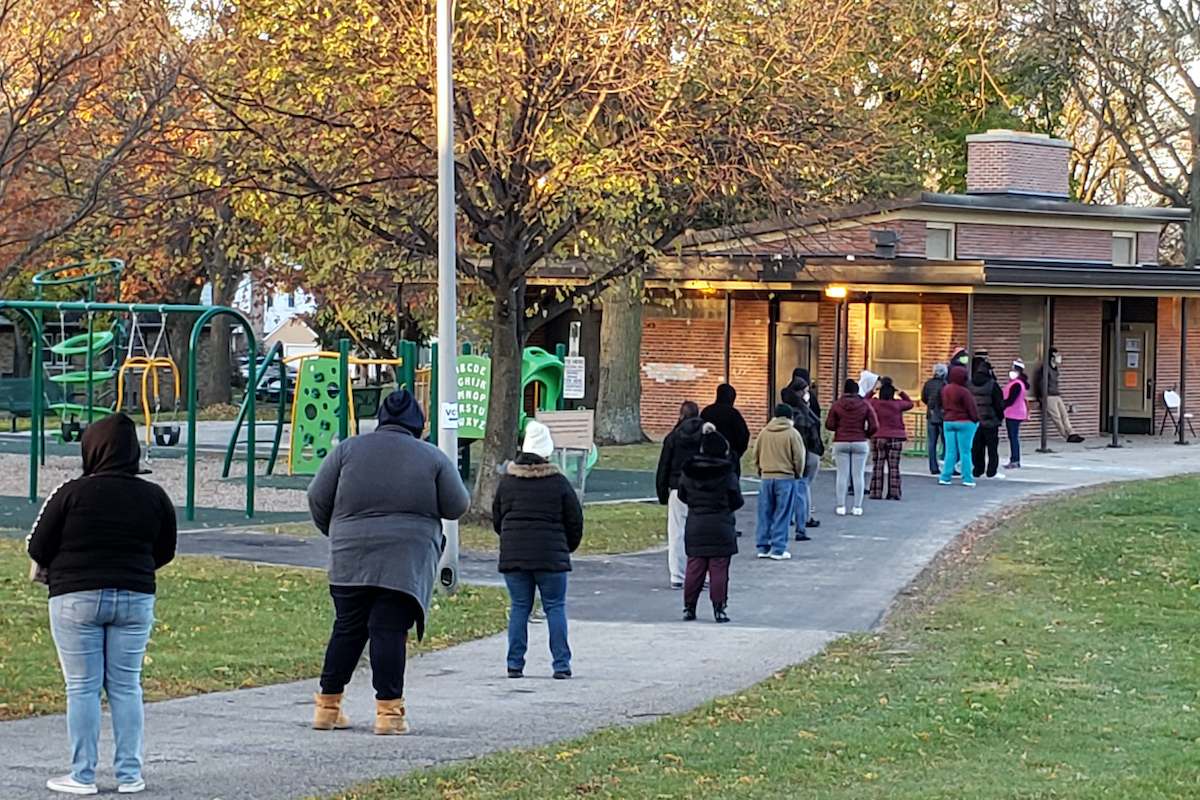Wisconsin voters in line Nov. 3, 2020