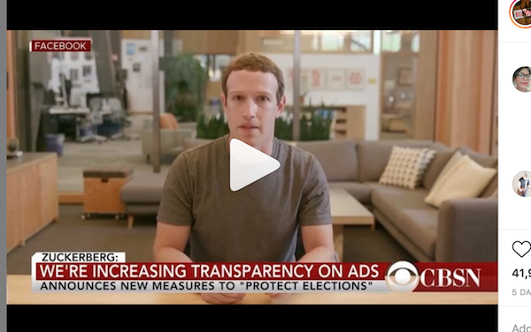 Screenshot Zuckerberg fake video