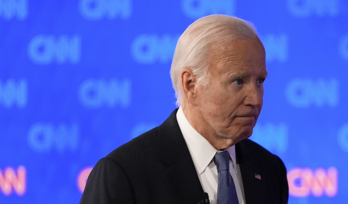 Biden leaving stage at Atlanta debate, 6-27-2024