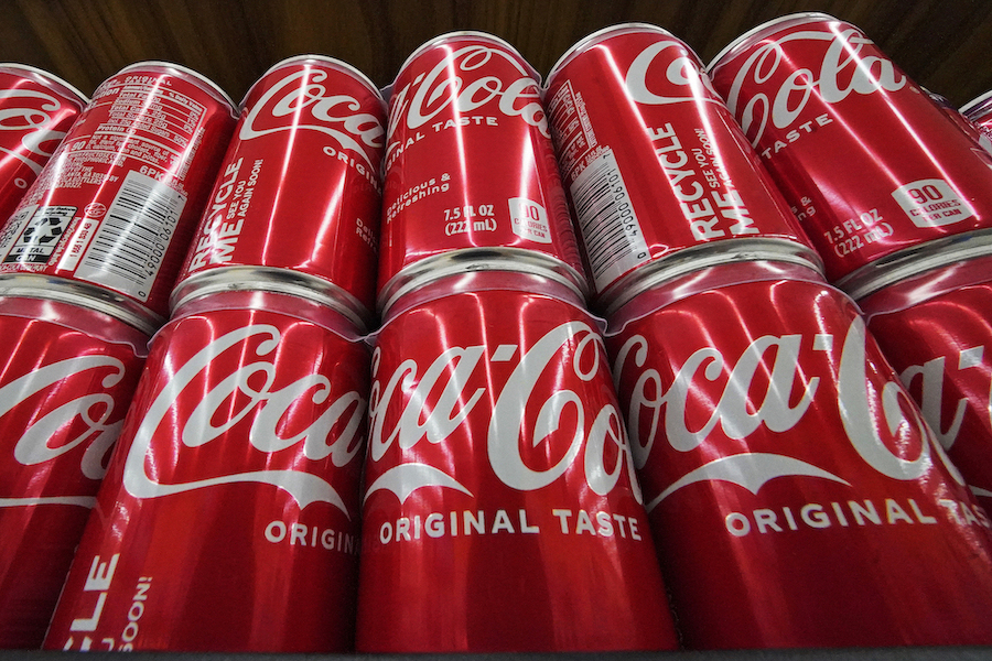 Cans of Coca-Cola