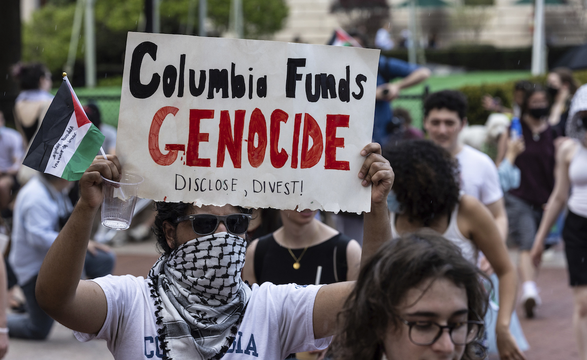 Columbia divestment sign