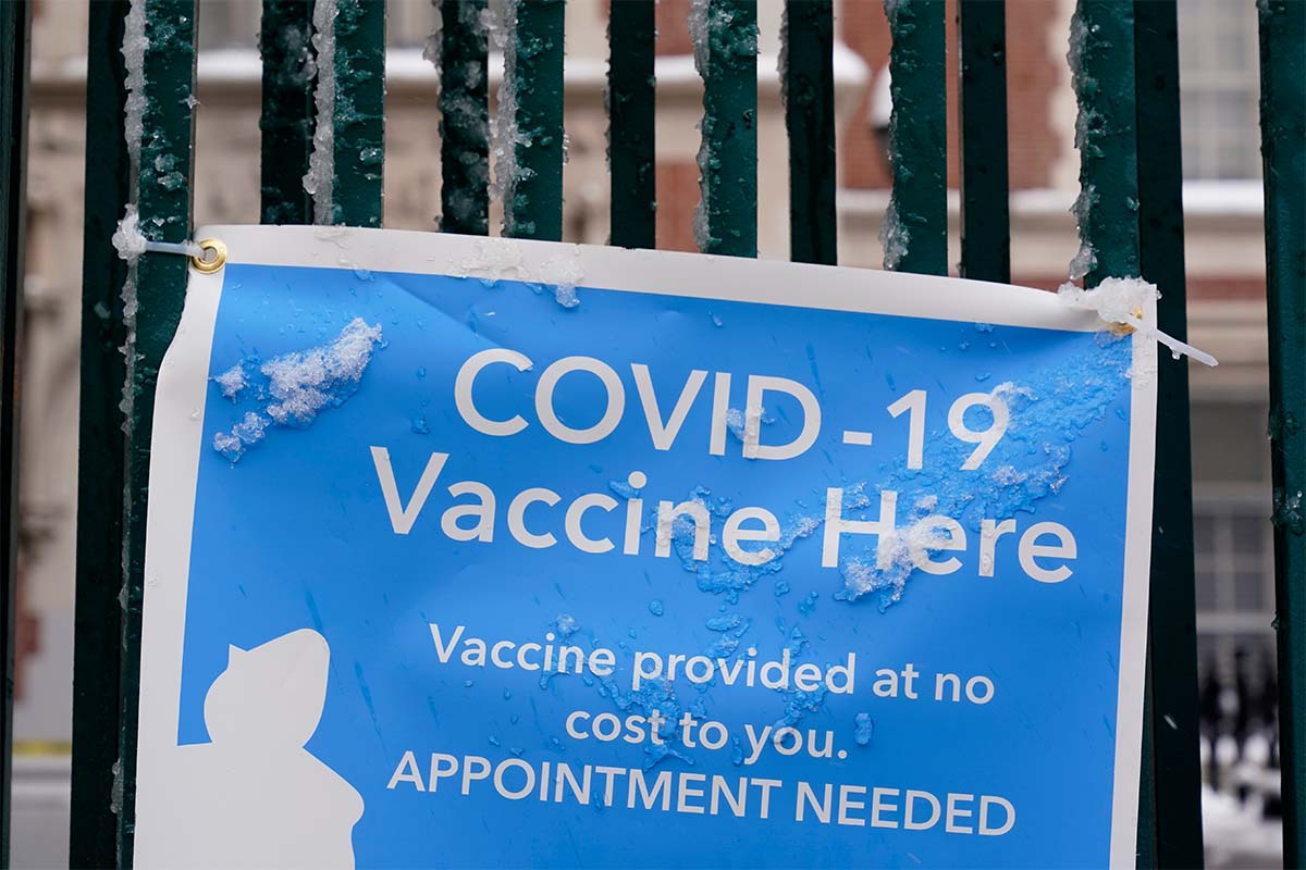 COVID-19 vaccine sign in New York, 2-2-2021