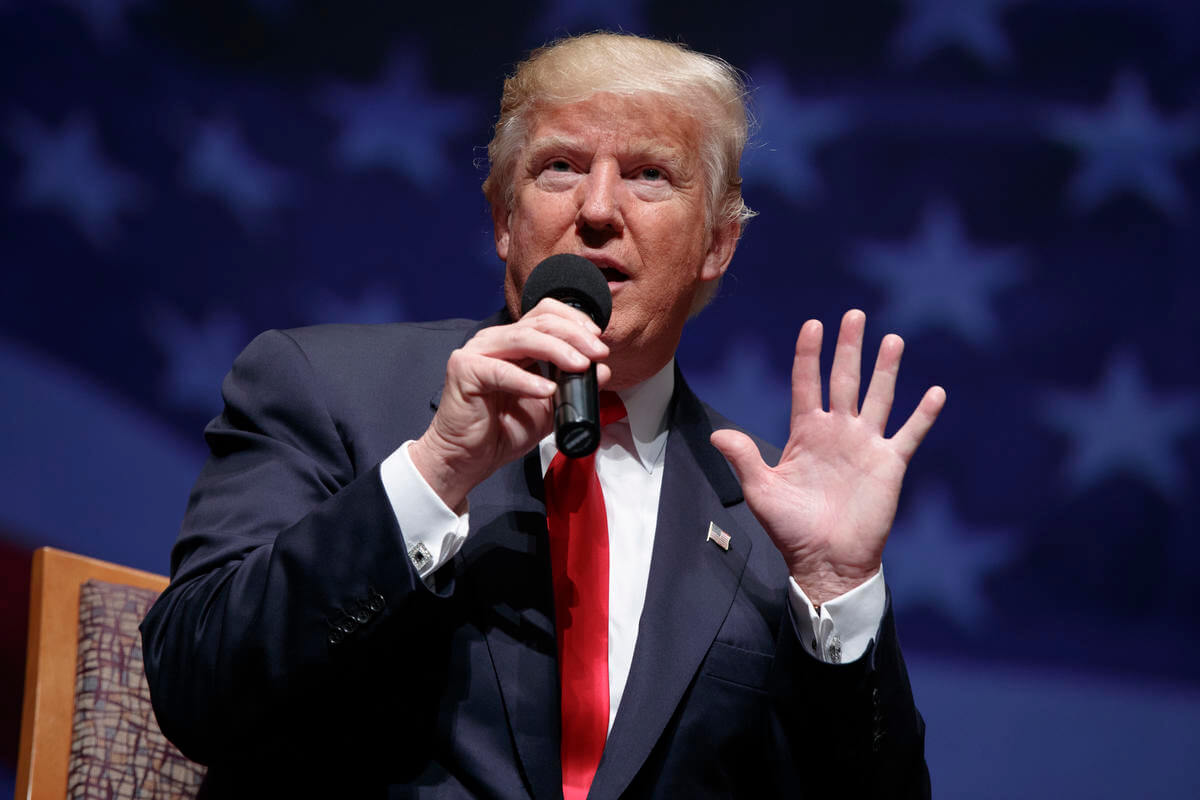 Trump speaking with mic