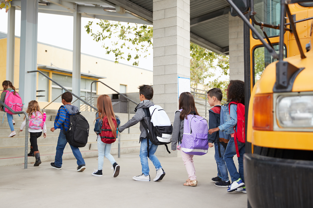 Kids arriving at school
