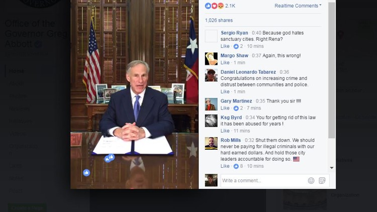 Greg Abbott 5/7/17 FB Live SB 4