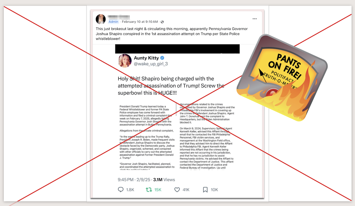 Screenshot of post about Josh Shapiro