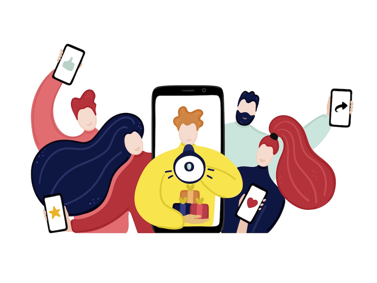 Shutterstock image of people with megaphone online
