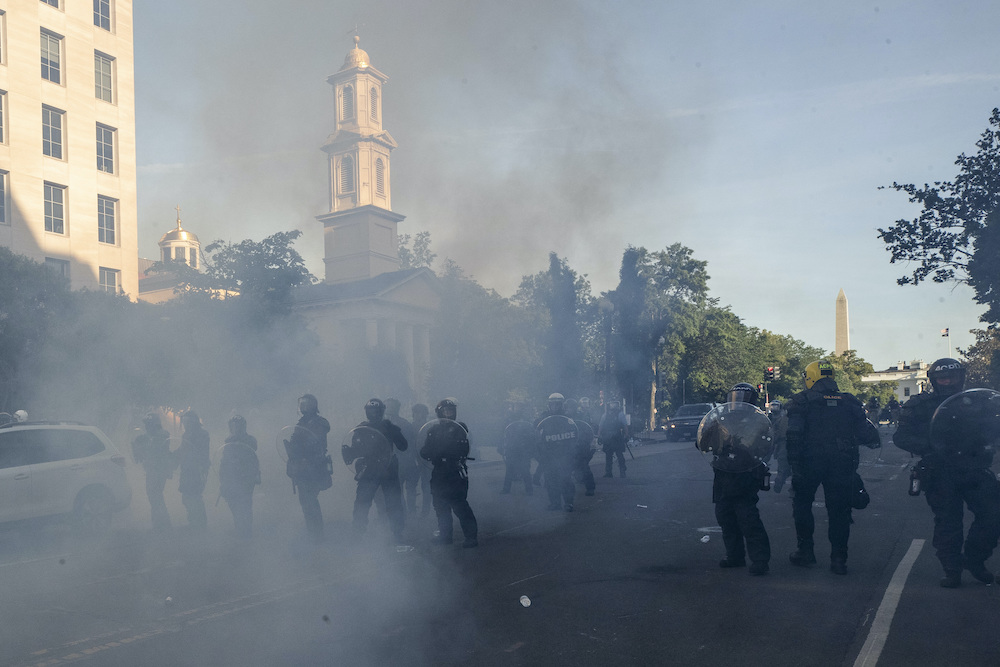 Tear gas St. John's church