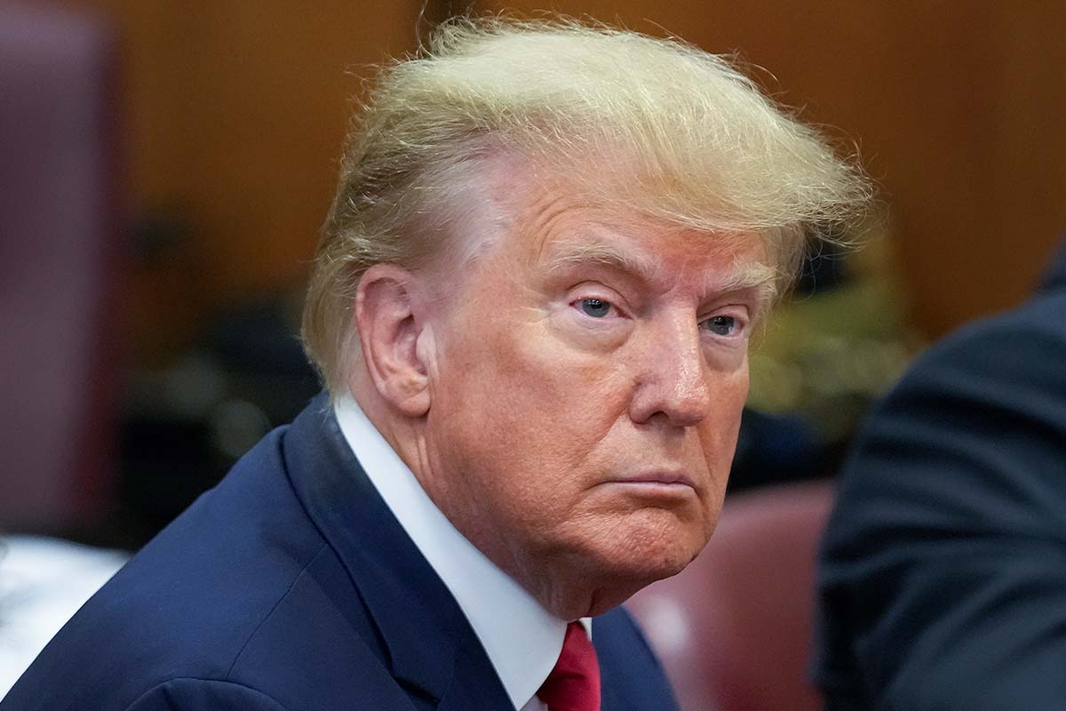 Donald Trump in Manhattan court, closeup, 4-4-2023