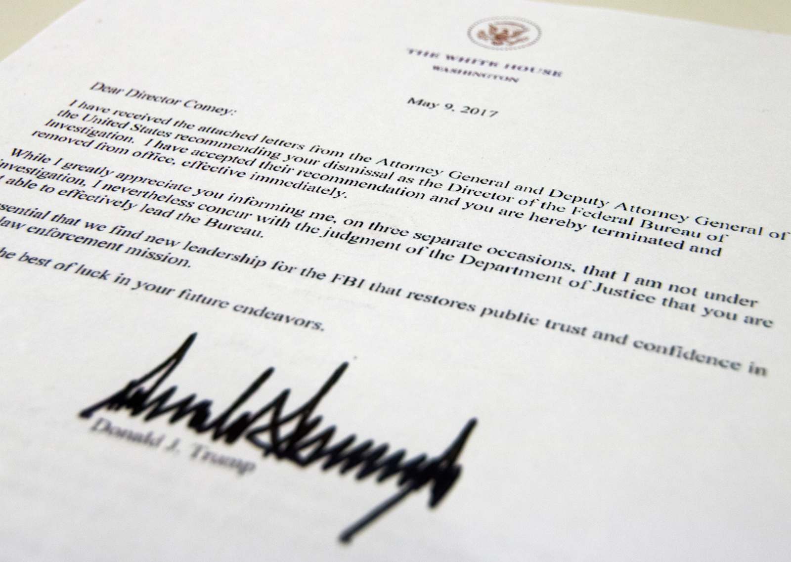 comey termination letter