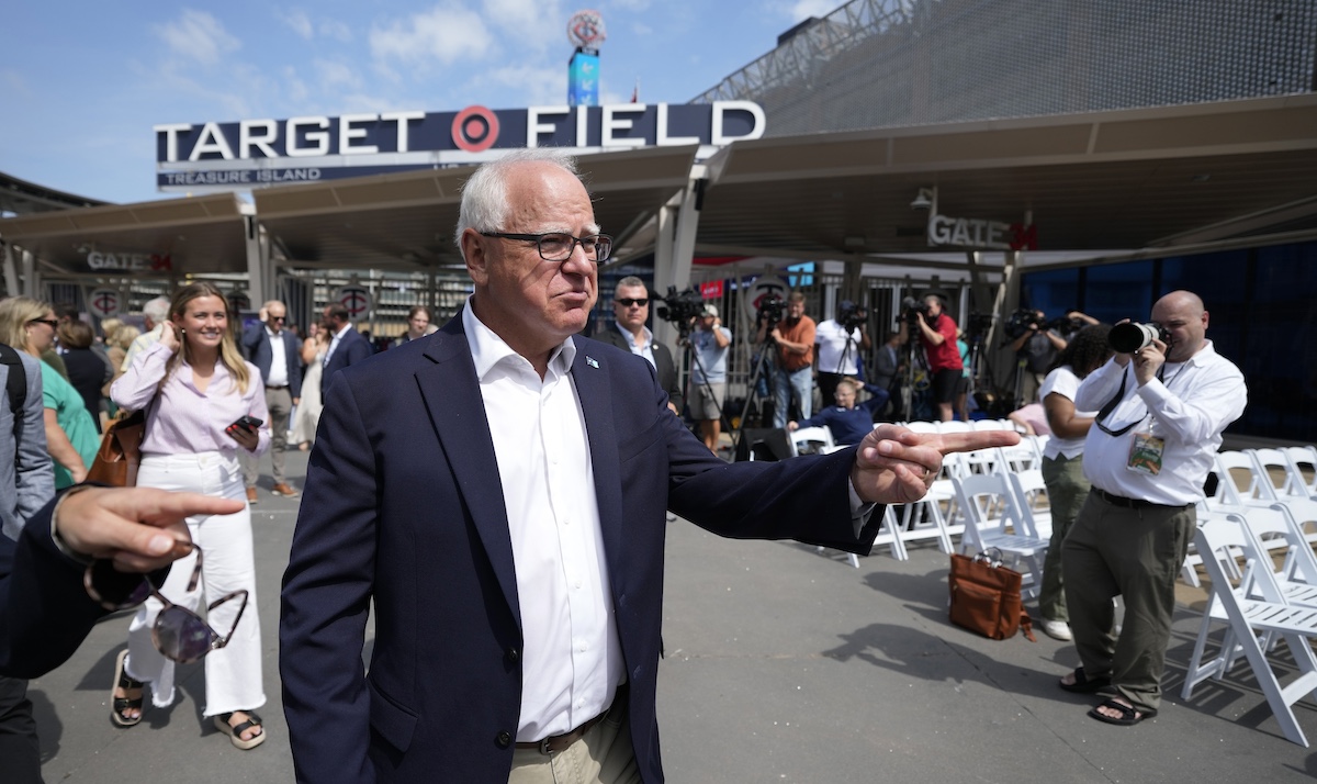 Minnesota Gov. Tim Walz outside Target Field, 6-24-2024
