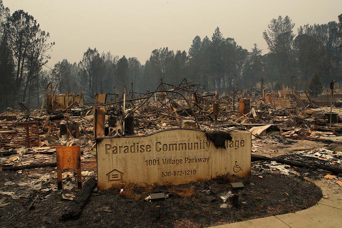 Wildfire burn in California, 11-13-2018