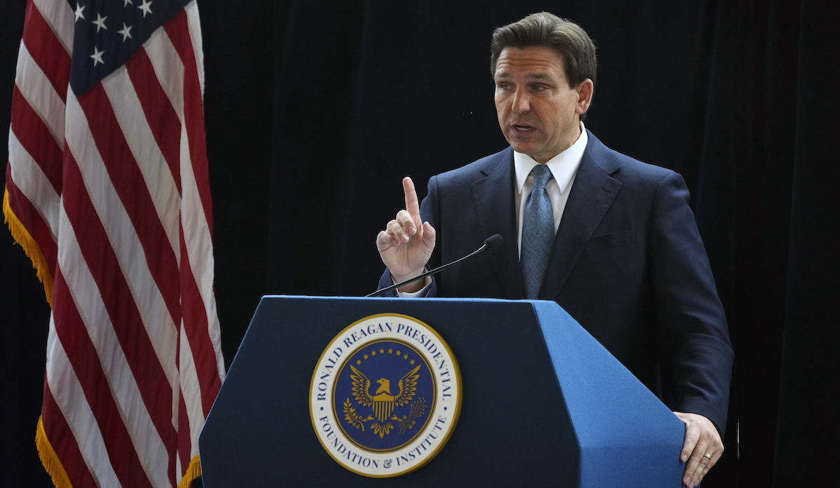 woke ron deSantis at Reagan Library 3-5-23