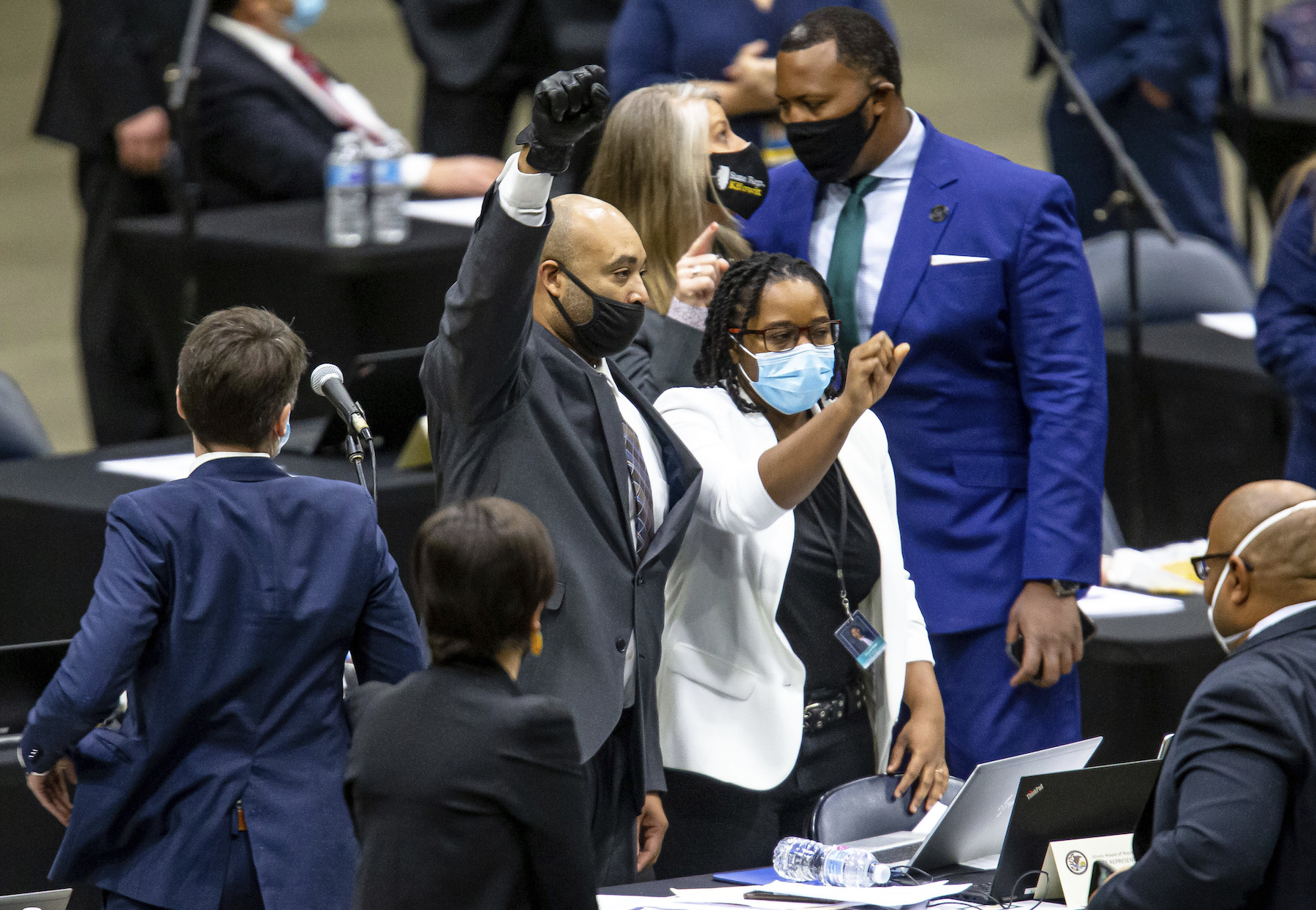 Illinois legislators after criminal justice reform bill passed on Jan. 13, 2021