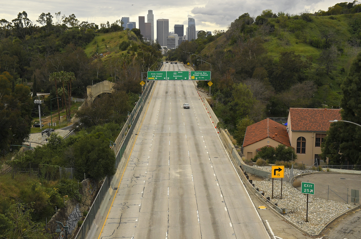 Empty road in LA during lockdown March 2020