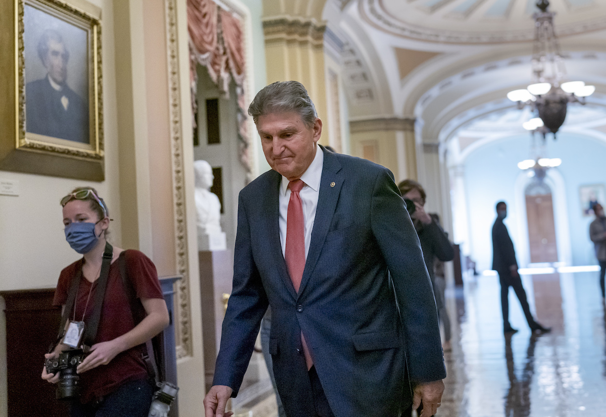 Manchin in Capitol hallway