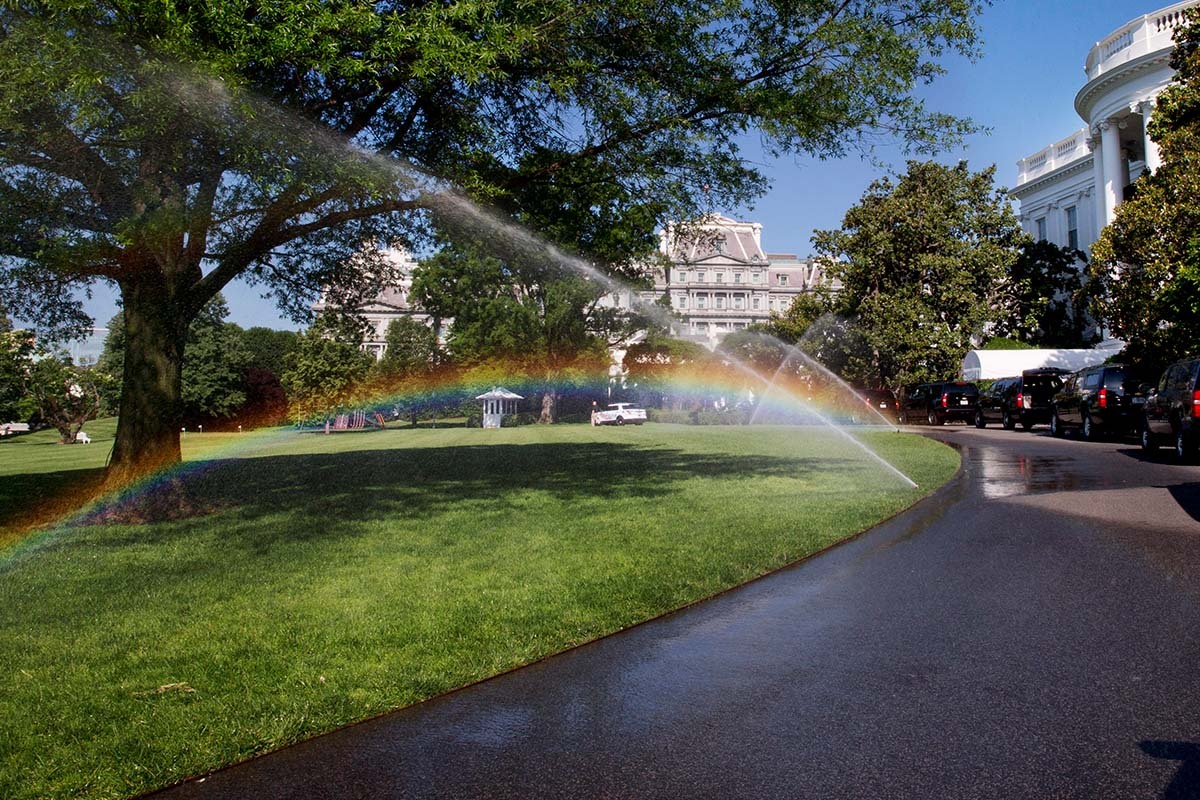 Rainbow Mist on White House South Lawn