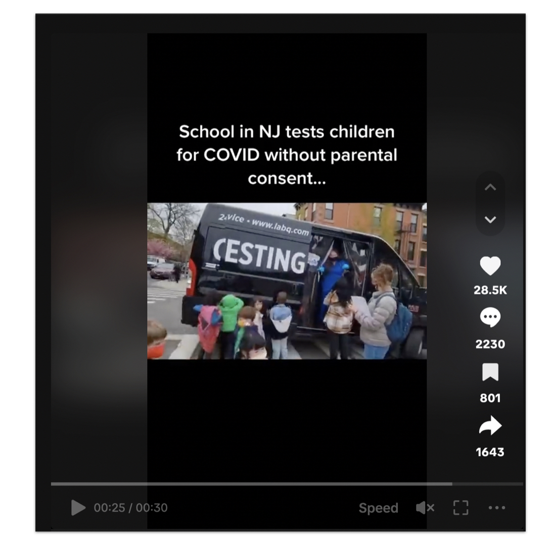 Screenshot of 2022 video of van COVID testing