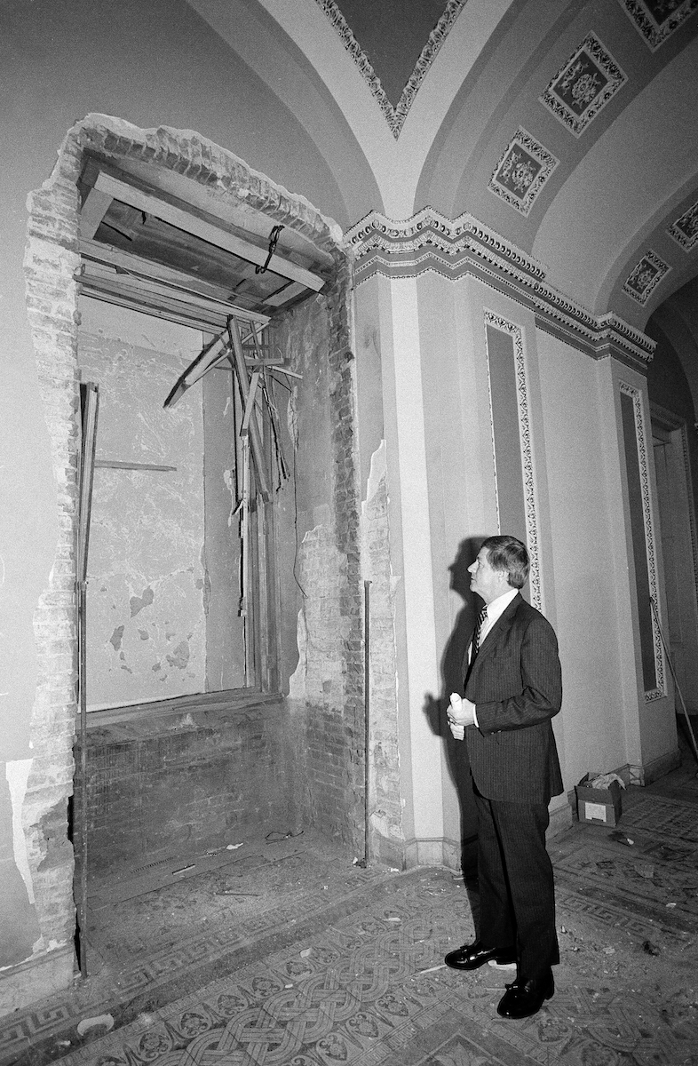 Damage inside the Capitol after the Nov. 7, 1983, bombing