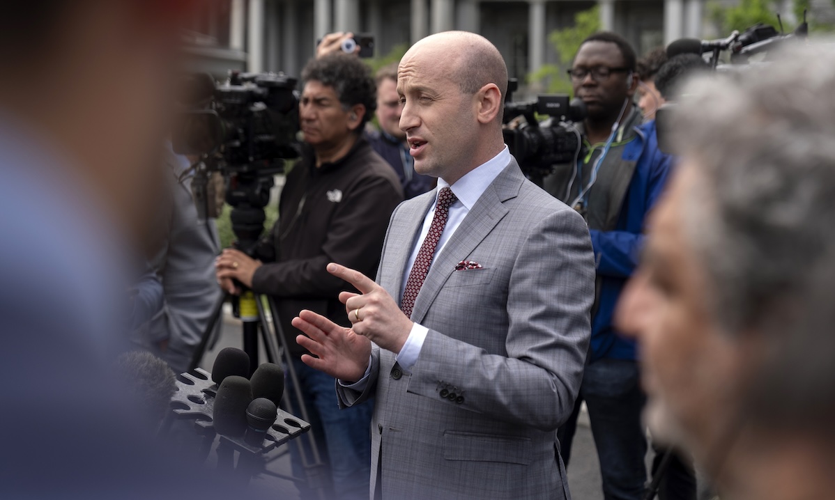 Stephen Miller talking to reporters 05-09-25