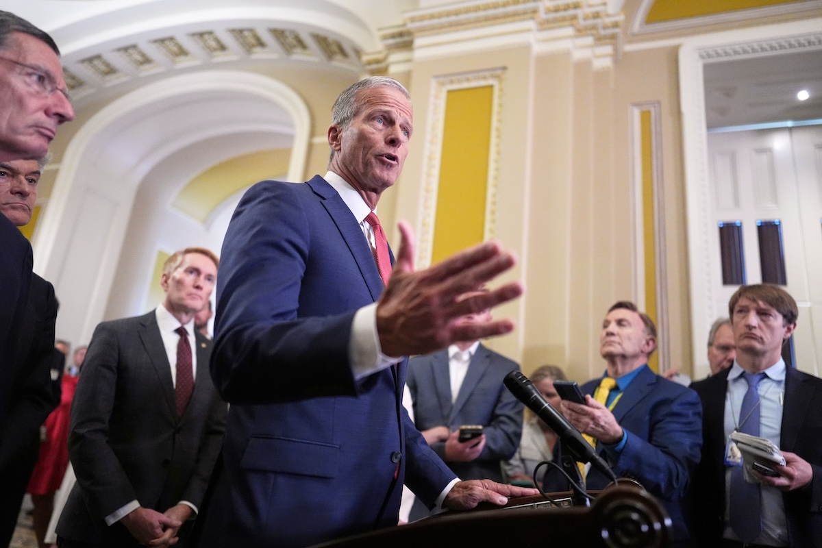 John Thune at Capitol, speaking to reporters June 17, 2025