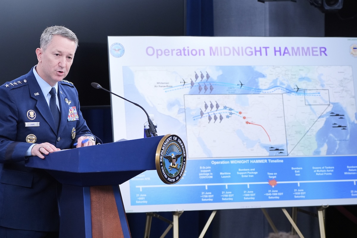JCS chair Dan Caine at Pentagon presser after Iran attack
