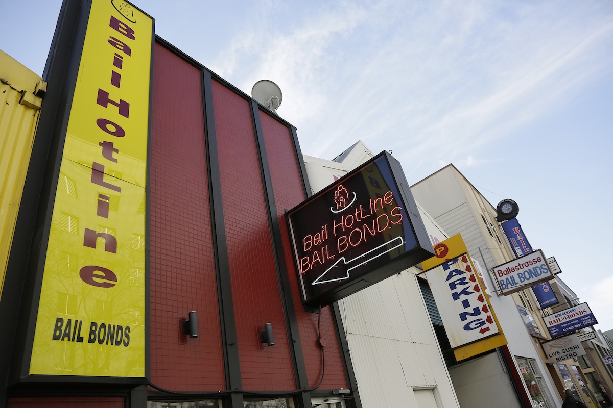 Bail bonds offices, San Francisco, California, 12-23-2015