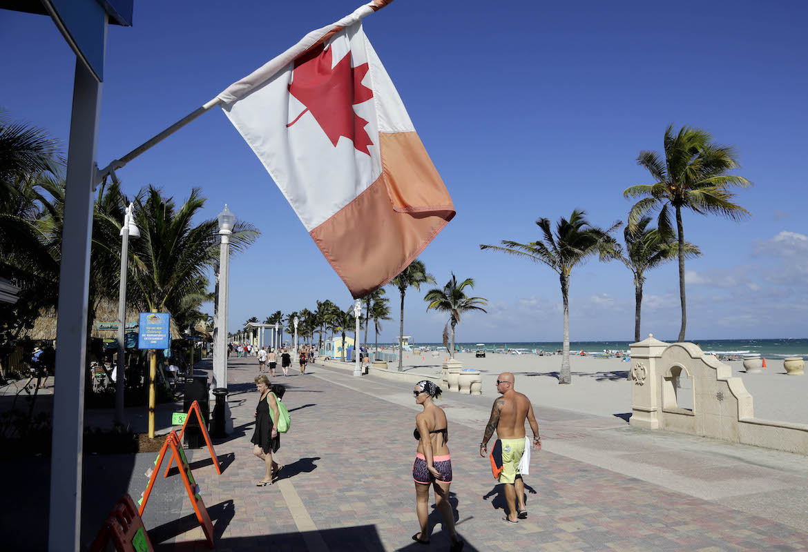 Canadian flag on Hollywood, Fla boardwalk 11-23-15