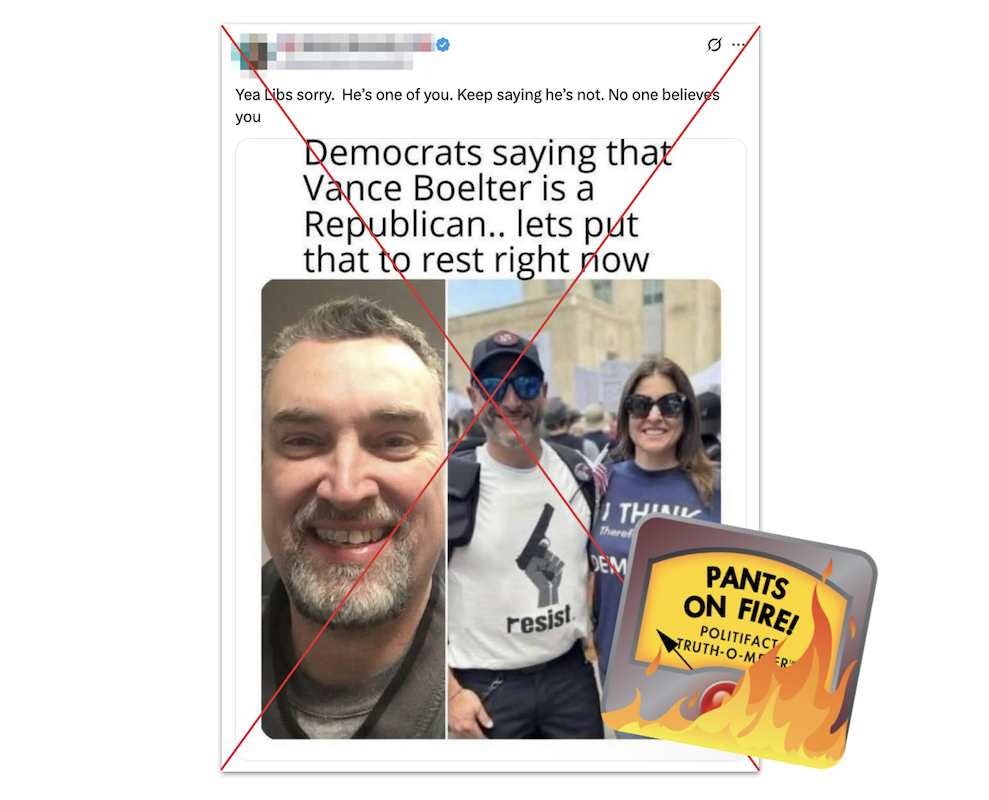 Claim that image shows Vance Boelter, with POF graphic, 6-17-2025