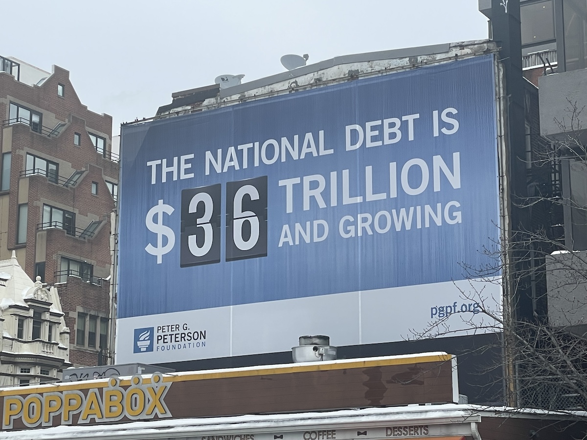 Debt sign in downtown Washington, D.C., 1-8-2025