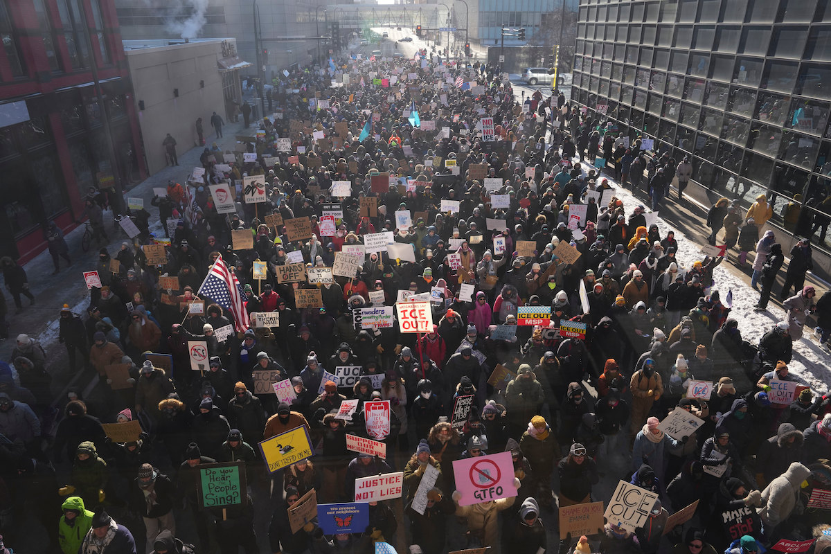 Minneapolis ICE protest on street 1-25-26