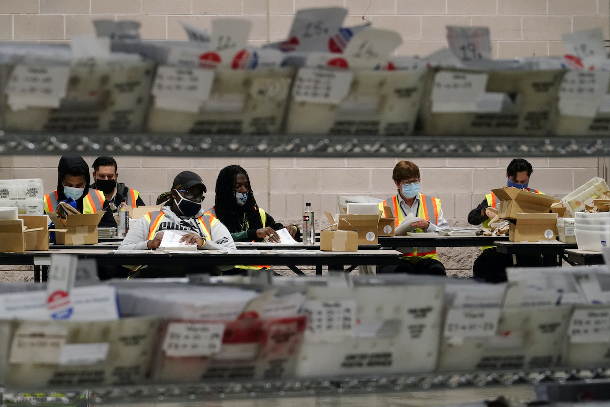 Mail ballots in Philadelphia with workers 10-26-22