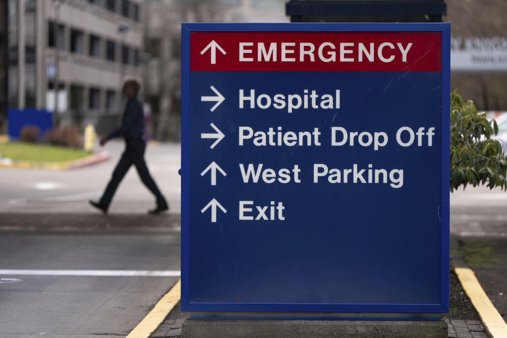 Oregon emergency room sign, Feb 2025