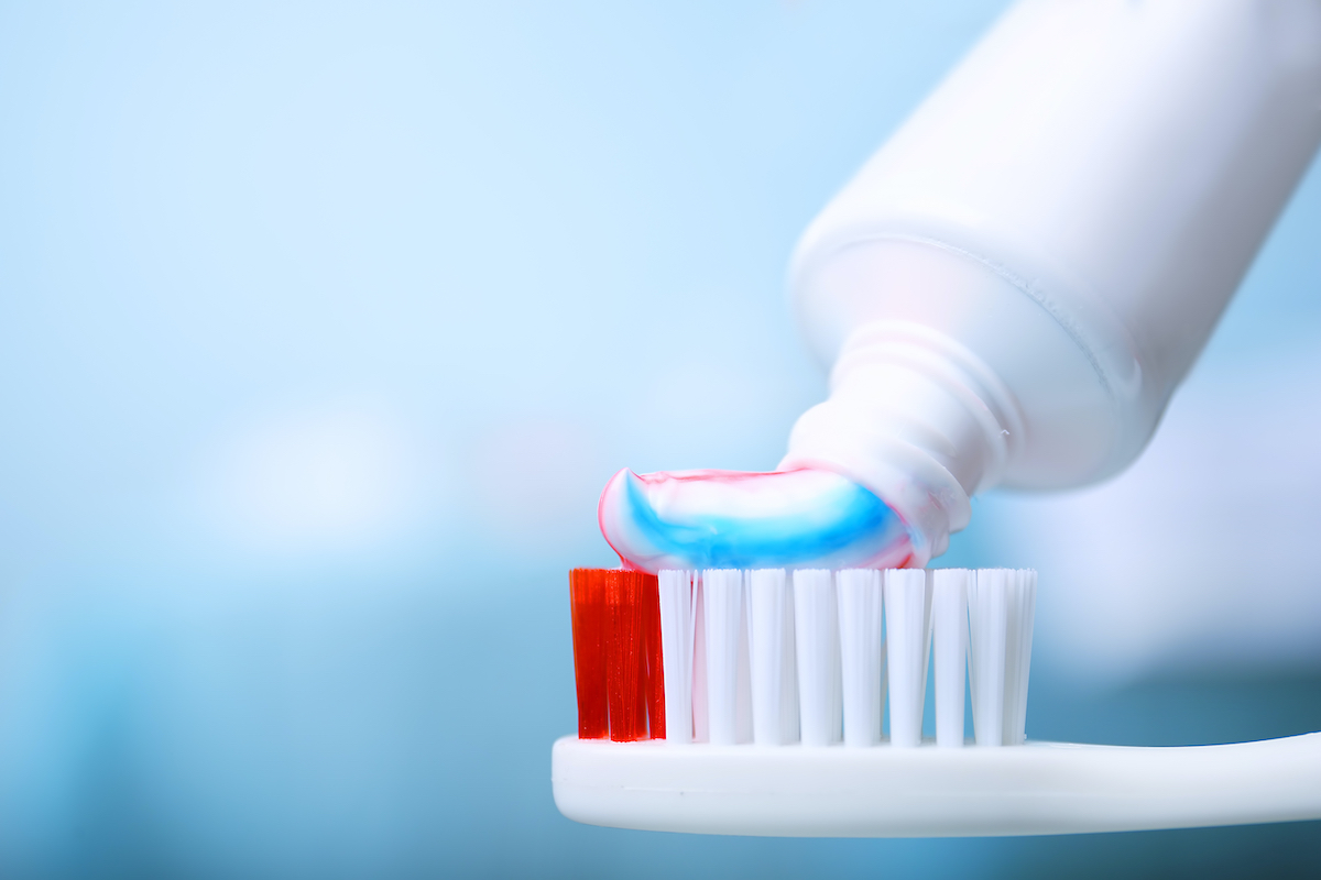 Toothpaste on toothbrush