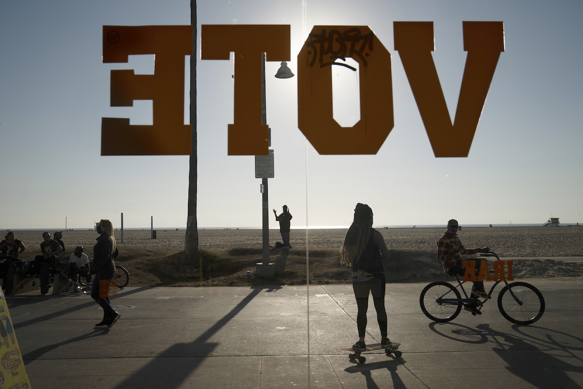 Venice Beach VOTE sign 2020