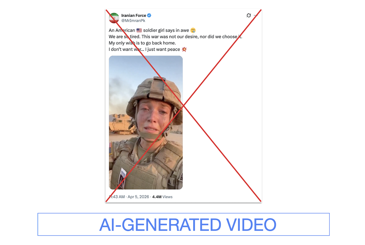 AI-generated video of American soldier crying, 04-07-2026