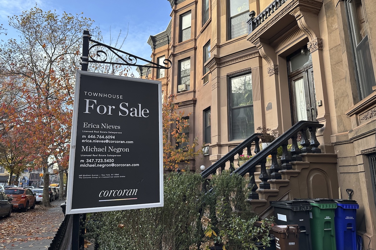 Brooklyn brownstone for sale sign